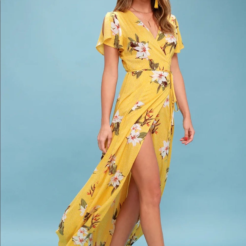 Lulu’s Heart of Marigold Tropical Print Wrap Maxi
